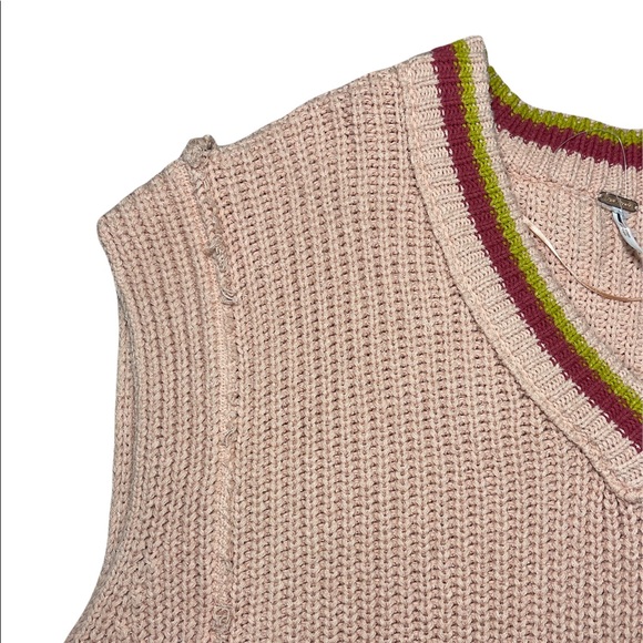 NEW Free People Slouchy Sweater Oversized Tunic Mini V-Neck Cotton Blend Pink XS - Picture 16 of 16